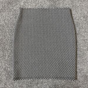 LOFT Skirt Womens XXS Black Check Knit Pencil Stretch Elastic Waist Lined Chic